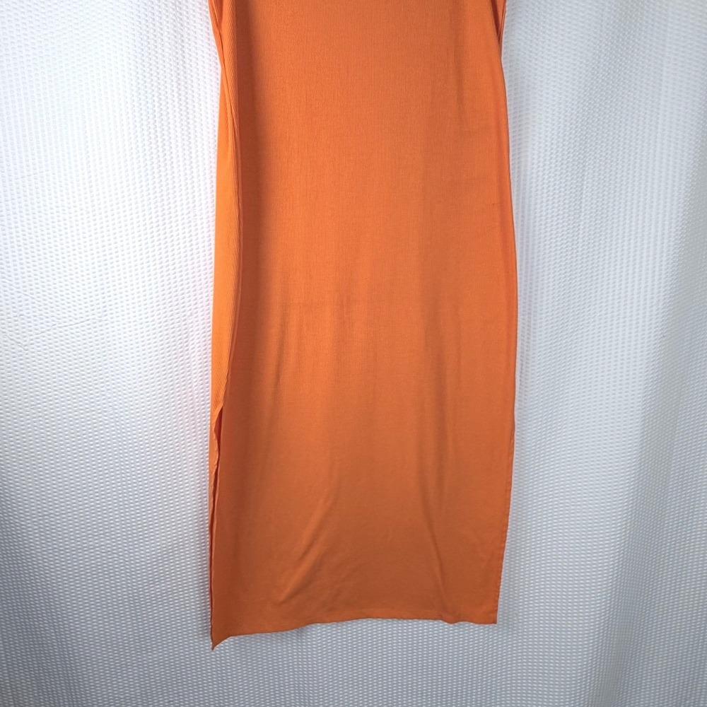 It's Orange Ribbed Sleeveless Scoop Neck Midi Tank Dress with Side Slit Size 2X - Picture 6 of 8